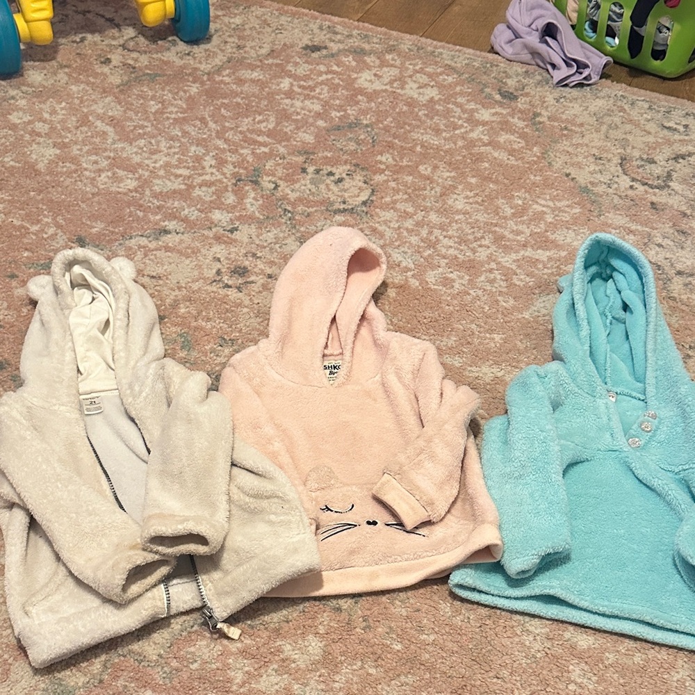 Carter's Cozy Kids' Hoodies - Cream, Pink, and Blue